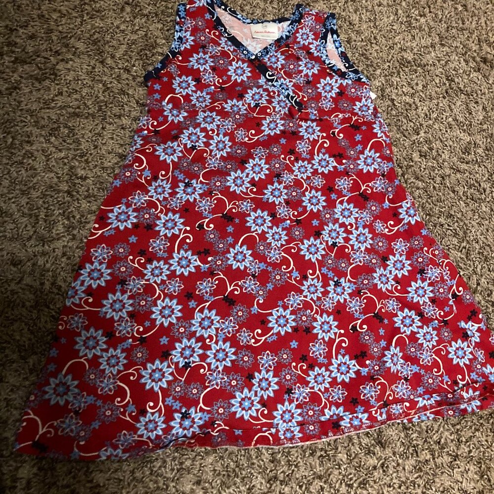 Hanna Andersson Red, White, and Blue Sun Dress 6-7 120 CM Sleeveless Cotton